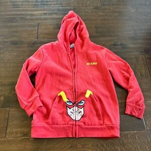 DC The Flash Size‎ 7 Boys Hoodie Zip Up Sweatshirt Red Six Flags